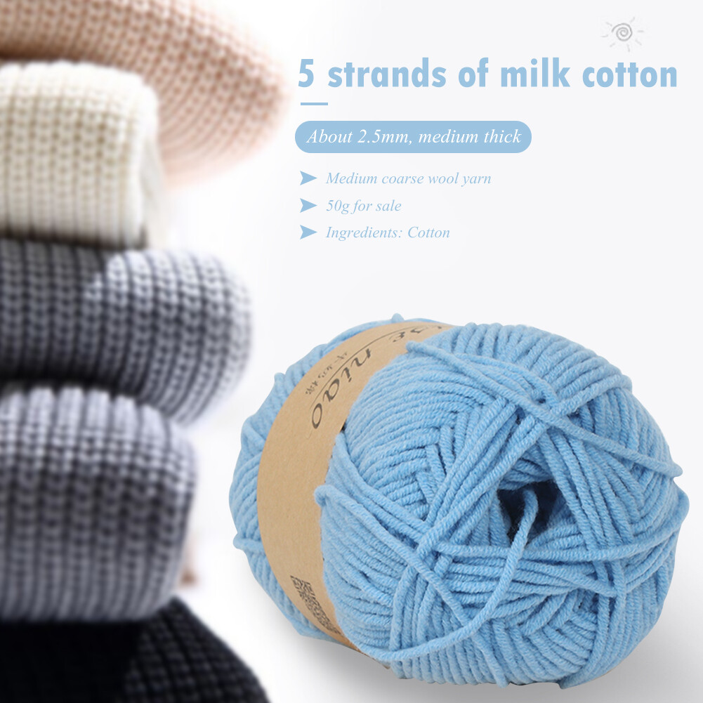 1 Roll Soft Spun Milk Cotton Ropes Baby Knitwear Knitting Crochet Yarn