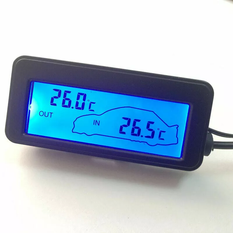 12V Car Digital LCD Display Thermometer Inside Outside Temperature Gauge  Meter