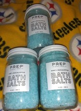 PREP Your Skin Mint Eucalyptus Bath Salts Sea Salt Phthalate-Free 14oz Glass Jar