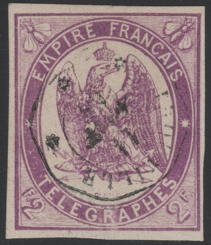 Timbre France Yvert No 3a Type Cérès 20c Noir sur blanc Oblitéré Grille