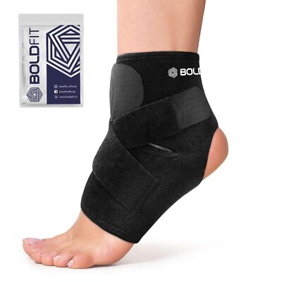 Boldfit Knöchel Stütze Kompressionsbandage Schwarz 1 Stück Verstellbar Neopren