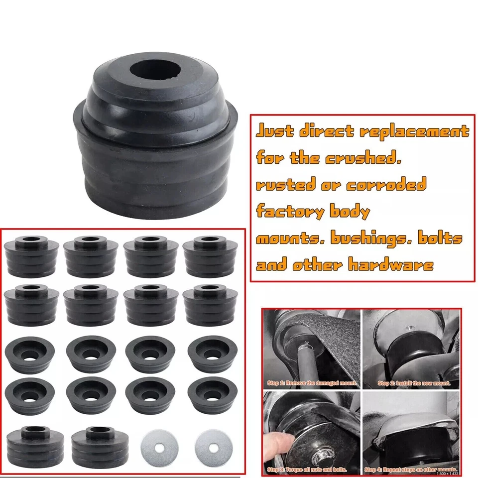Black for 1999-2018 Ford F250 F350 Super Duty 2WD/4WD Body Mount Bushing Kit New Foto 4 de 4