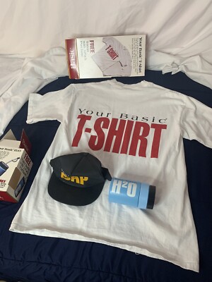 vintage 1993 Basic cigarettes promo items T-shirt XL cap water bottle