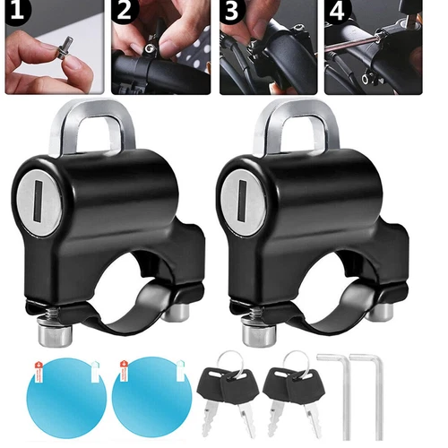 Pair Helmet Lock Anti-Theft Padlock Universal fit Motorbike Motorcycle Handlebar