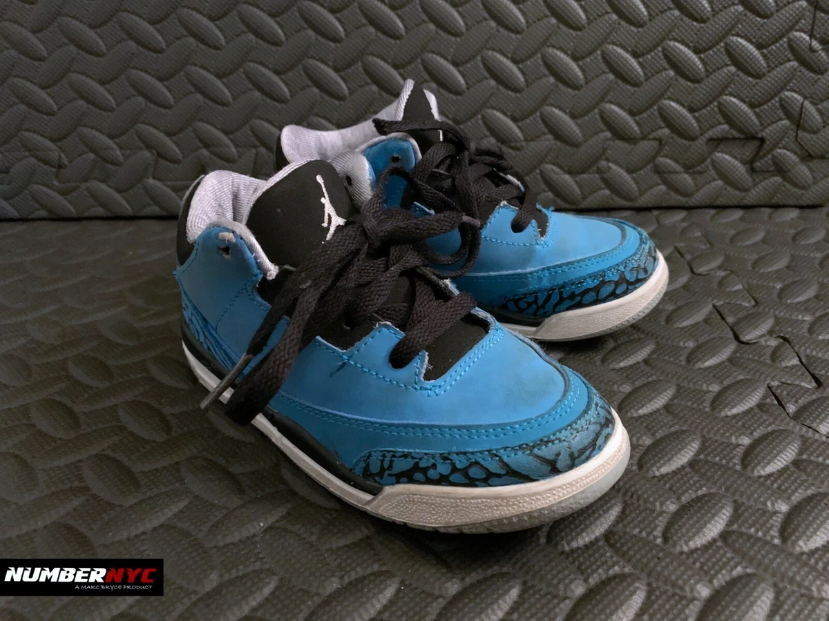 NIKE AIR JORDAN 3 RETRO POWDER BLUE US SIZE 9.5c KIDS 832033-406 BOYS