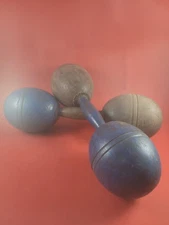 Vintage Set of 2 Wooden Antique Dumbbells Weights Workout Exercise Wood 1.5 lbs