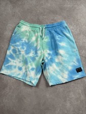 Maui and Sons Shorts Mens Medium Blue Green Tie Dye Surf Pockets Drawstring Logo