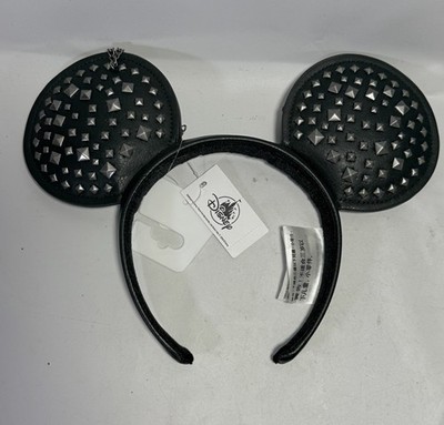 Disney Parks Mickey Mouse Studded Chain Black Vinyl Ears 
