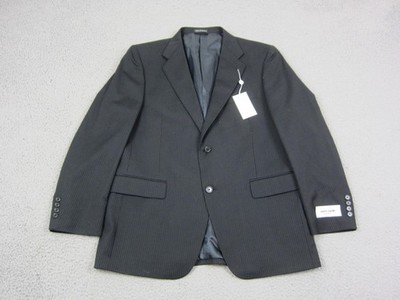 Vintage Pierre Cardin Blazer Mens 42S Black Striped 100% Wool Jacket Sport Coat