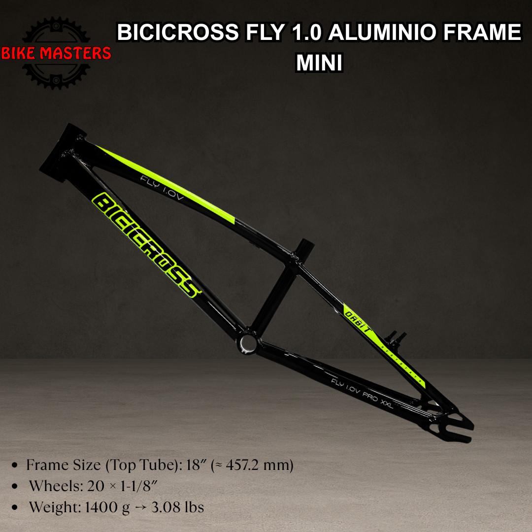 BMX FLY 1.0 Frame BLACK NEON + Fork & Headset | Aluminum Lightweight Racing