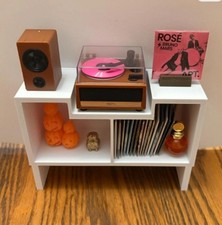Modern Record Player Stand and Storage Shelf | Zuru / Miniverse Compatible