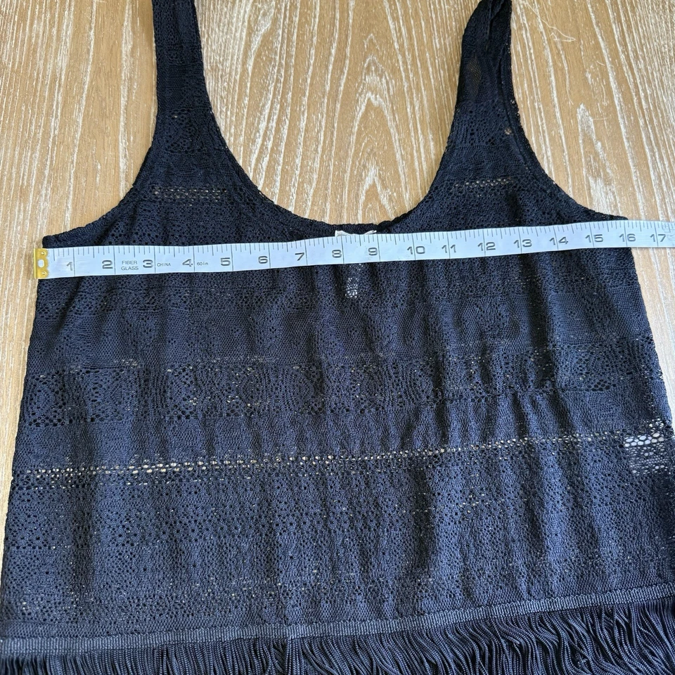 Camiseta sin mangas Kirra de encaje con flecos dobladillo para mujer pequeña boho festival caprichoso grunge gótico Foto 4 de 4