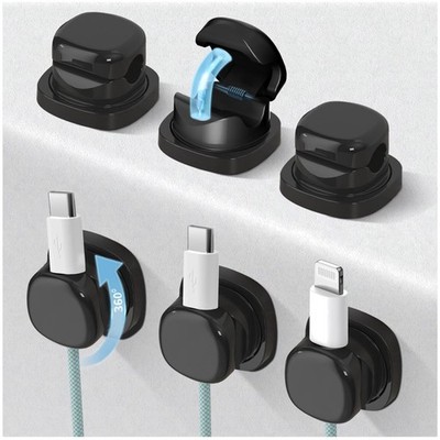 Kabel Tidy Clips, 6 Pack Magnetic Cord Organizer, 360° Drehbar & Twist-Lock S...