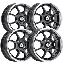 Set Of 4 Konig Lightning 14x6 4x1004x4.5 38mm Gloss Black Wheels Rims