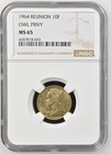 Reunion 10 Francs 1964 Owl Privy NGC MS 65