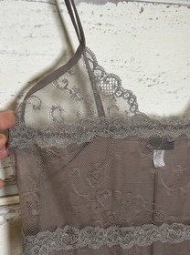 La Perla Lace Sheer Chemise Slip Lingerie Stretch Nylon Spandex Taupe Italy