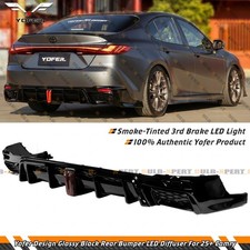 For 2025-27 Toyota Camry 9th Yofer Gloss Black Rear Bumper Led Diffuser Valance