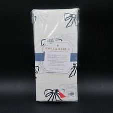 Pottery Barn Kids Emily & Meritt Organic Black Bows Fitted Crib Sheet New