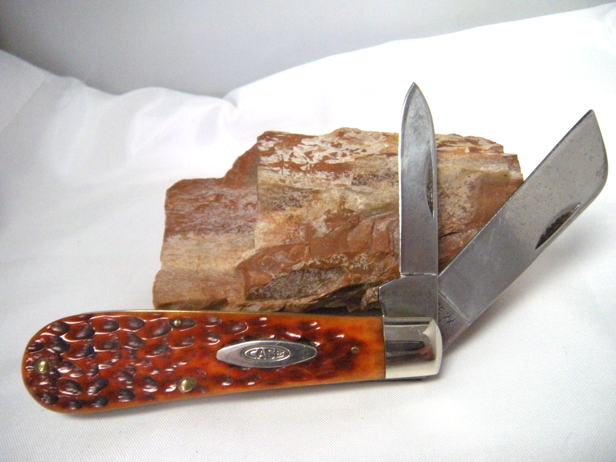 1965-69 CASE XX 6217 JIGGED BURNT ORANGE BONE LOOM FIXER KNIFE