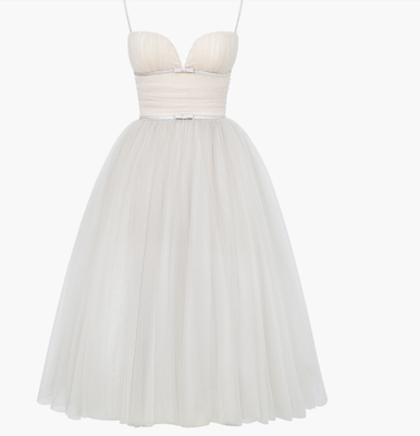 NWD, House of CB Countess Sleeveless Tulle Midi Dress in Wind