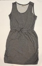 Zella Terry Dress Womens Medium Gray Heather Waist Ties Sleeveless Ruched Mini