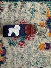 Smathers & Branson Bichon Frise Needlepoint Dog Keychain