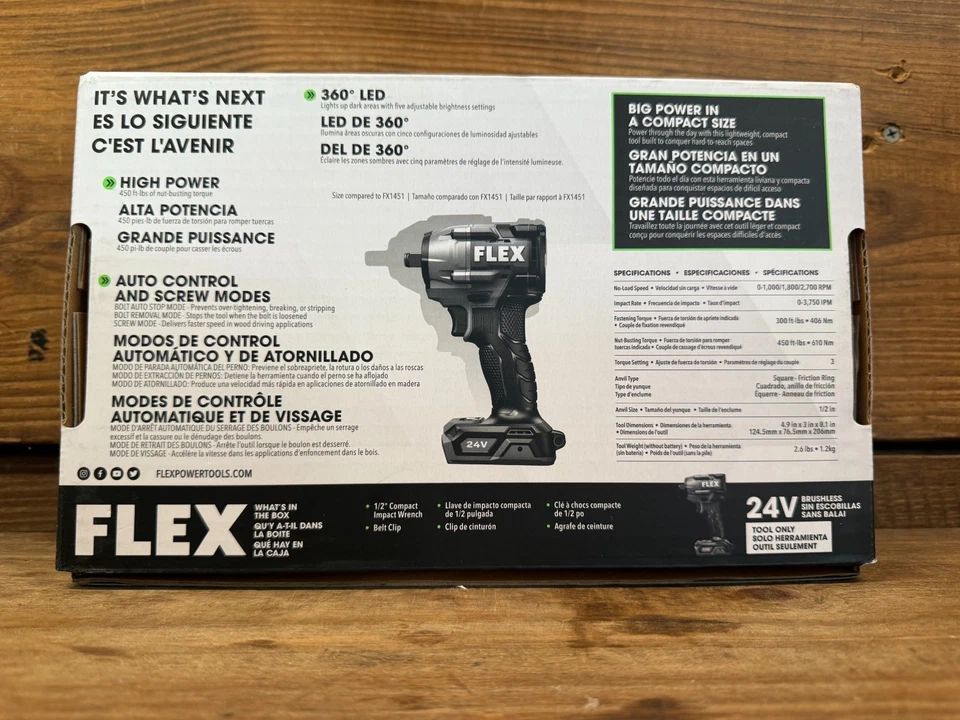 Flex 24V 1/2" Impact Wrench FX1431-Z Professional Grade Tool Only (Quantity) - Image 3 of 4