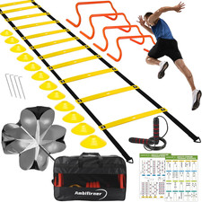 Agility Ladder Training Equipment Set - Agility Ladder 12 Rungs/20Ft , 4 Speed H