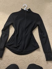 Women's Black Slim Fit Full Zip Track Jacket Long Sleeve Athleisure Activewear