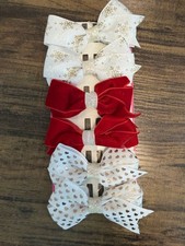 NEW Girls Hair Clips Hair Bow Set Of 6 Hair Accessories 3  Holiday Fancy Hearts