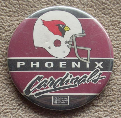 VINTAGE 1988 - 1993 PHOENIX CARDINALS  HELMET  3 1/2'' NFL PIN PINBACK BUTTON