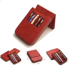 6 Slots Fountain Pen Case Leather Storage Box Organizer  Removable Pen Tray