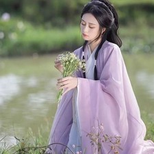 Women Purple Hanfu Wuxia Costume Big Sleeve Kimono Robe Fairy Cosplay Chinese