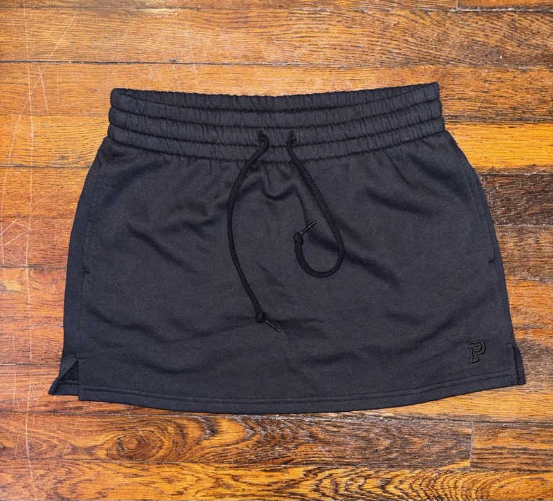 NWT PINK Victoria's Secret Black Drawstring Athletic Mini Skirt Women’s Small
