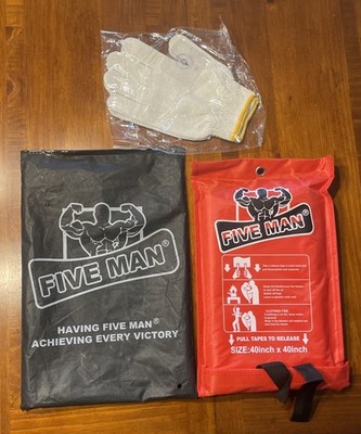 Five Man Fire Blanket 40  x 40    Emergency Safety Protection Kitchen, Home, Car
