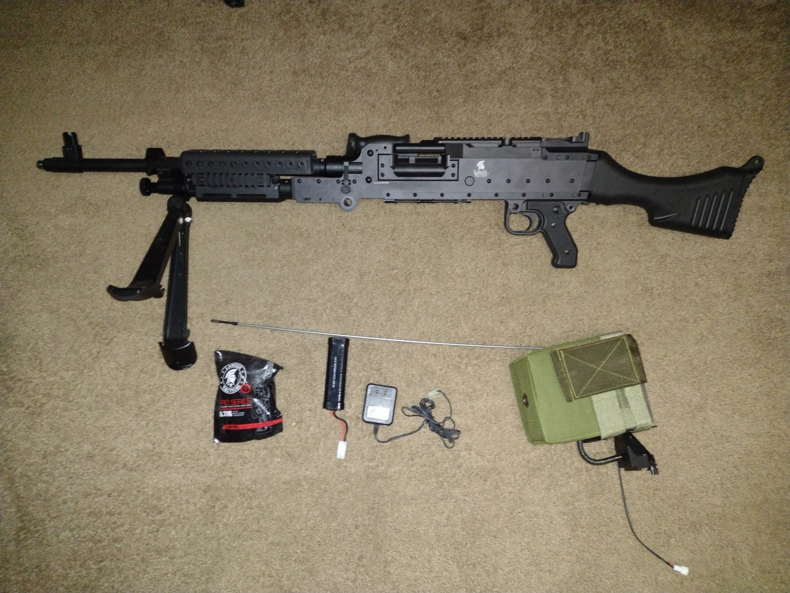 Lancer Tactical Full Metal FN M240B Airsoft AEG MMG Belt Fed W/Box mag