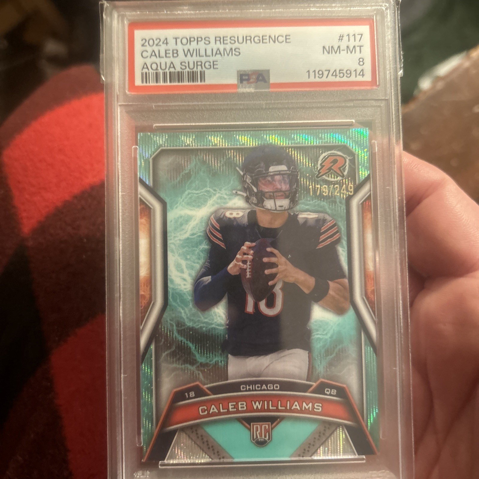 2024 Topps Resurgence Caleb Williams #117 Aqua Surge Refractor /249 Rc SGC 10