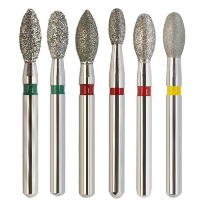 Football Diamond Burs FG Friction Grip Dental Multi-Use Green Red Yellow 368 379