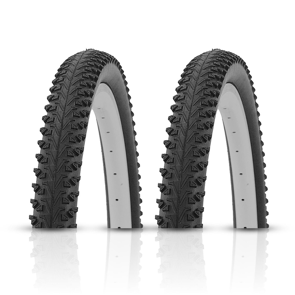 PAIR 26 x BLACK Semi-Slick Mountain Bike Off Road Knobby Tread TYRES