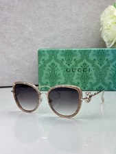 GC GG GG7711S Cat Eye Butterfly Sunglasses Nude Marble Frame Gradient Grey 55