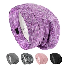 Real Silk Bonnet for Sleeping Hair Wrap Men Women Curly Adjustable Night Cap ...
