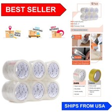 Clear and Strong Packing Tape, 12 Rolls, 60 Yards, Ideal for Shipping Storage