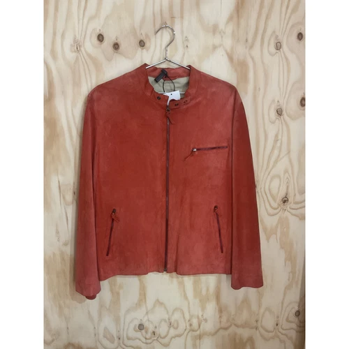 Giacca di pelle scamosciata arancione Bottega Veneta