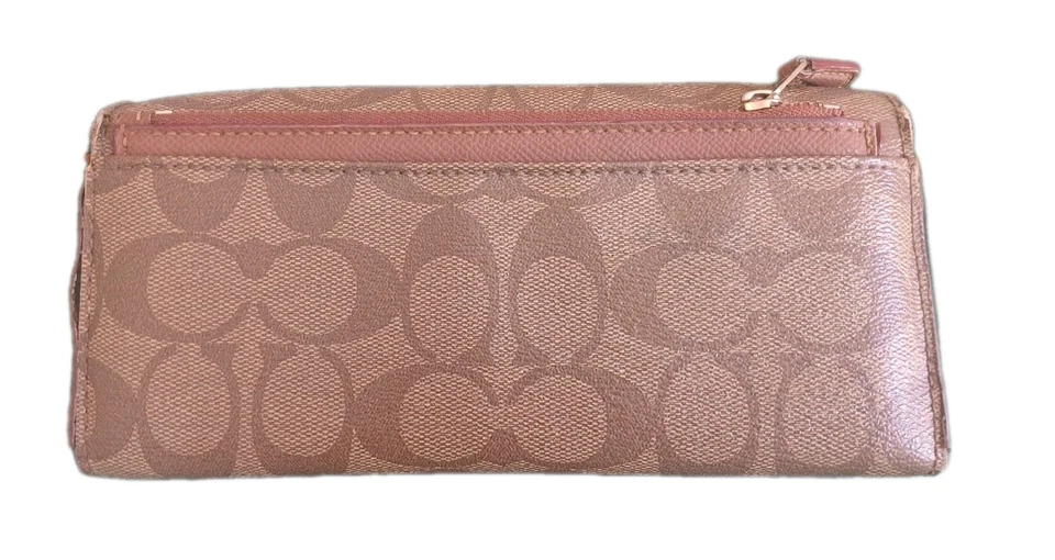 COACH SIGNATURE WOMENS POP SLIM LIGHT BROWN ZIP AROUND ENVELOPE WALLET - Image 2 of 4