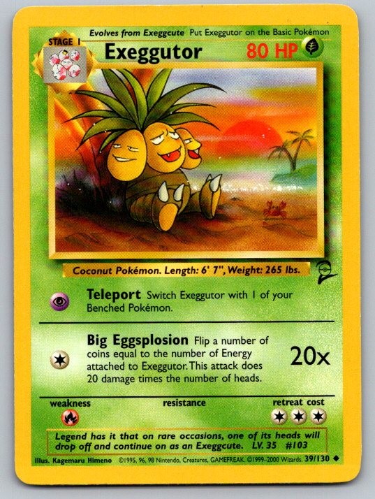 Exeggutor 39/130 Uncommon Base Set 2 Pokemon Moderately Played