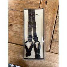 Trafalgar Brown Genuine Leather Lizard Embossed Dress Suspenders Braces NIB