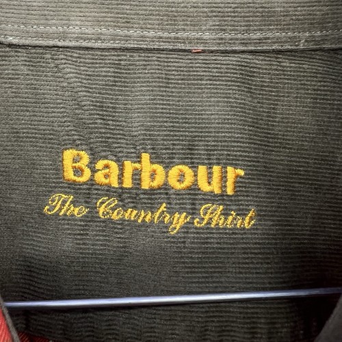 Barbour Shirt Mens XL Country Button Orange Tattersall Corduroy Flip Cuffs - Picture 5 of 14