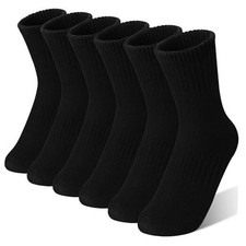 Boys Kids Girls Athletic Socks Basketball Sport Youth Crew 5-8 Years Black