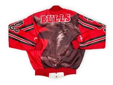 Vintage Chicago Bulls Chalk Line Jacket 90s Michael Jordan Fanimation DISTRESSED
