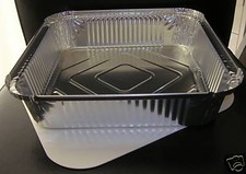10 x ALUMINIUM FOIL FOOD GRADE CONTAINERS ROASTING TRAYS & LIDS - 9" x 9" x 2"
